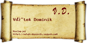 Vétek Dominik névjegykártya